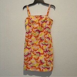 Lilly Pulitzer Ex-Squeeze Me Pink Citrus Orange Lemon Print Mini Dress Size 4